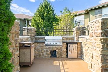 Outdoor dining and cooking areas